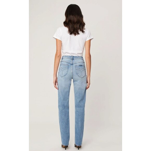 Rollas Original High Rise Straight Leg Jeans Brad Blue Light Wash 27 - Picture 3 of 11